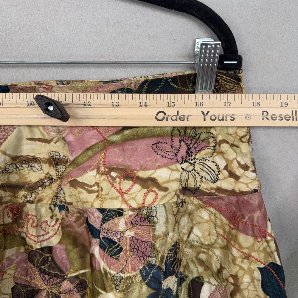 Chicos Skirt Womens 2.5 Colorful Silk Embroidered Floral Boho Luxury Flowy - Picture 7 of 12